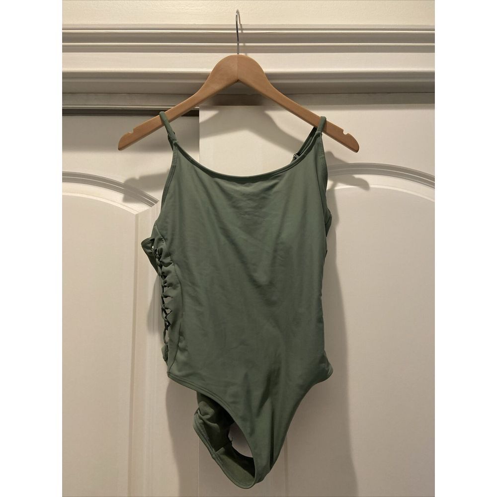 Target Xhilaration Women's Bathing Suit Large One Piece Green Open Side Swimsuit